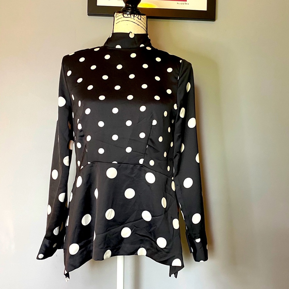 H&M Polk Dot Blouse with Neck Tie, Size 6